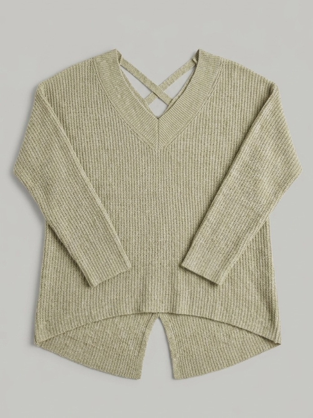 Seven Sisters Vneck Style Sweater with Criss Cross Backing - Large